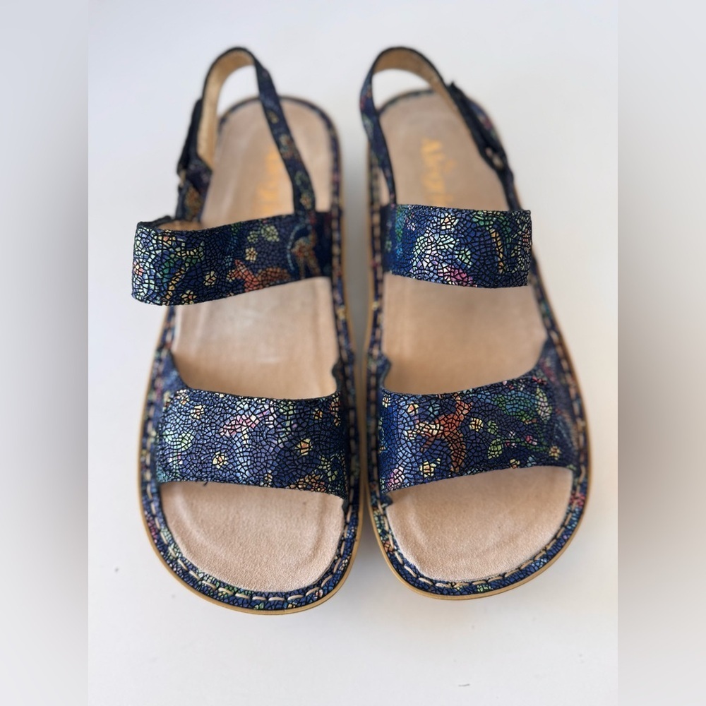 Alegria Verona Blue Birdland Mosaic Strappy Comfort Summer Sandals Size 41 - Picture 4 of 10